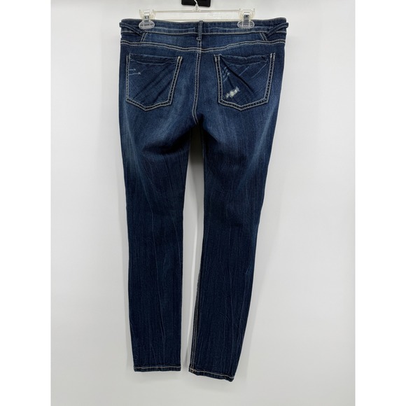 Y2K Mudd Womens Juniors Blue Distressed Skinny Jeans Ripped  Size 11 Length 29 - Picture 6 of 10